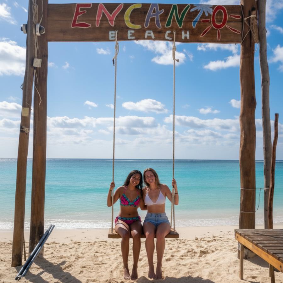 Quintanarrooenses disfrutan de la playa Encanto por menos.